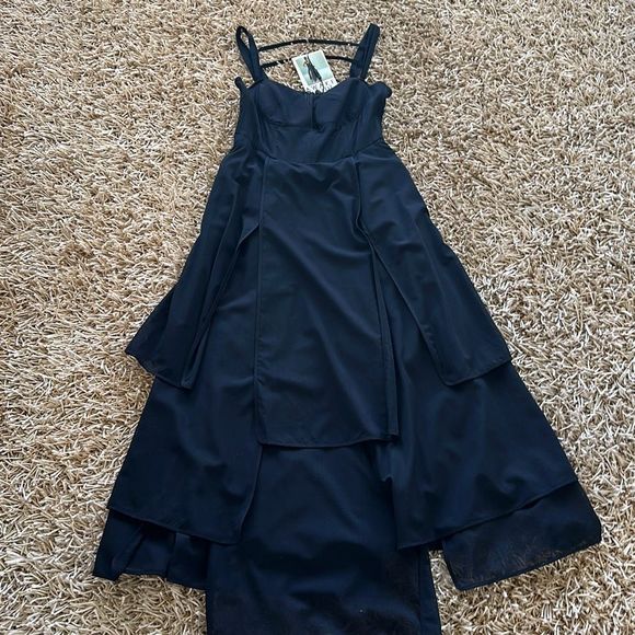 A.W.A.K.E. MODE Layered Wool-Blend Midi Dress Black Size 10 - Picture 4 of 11